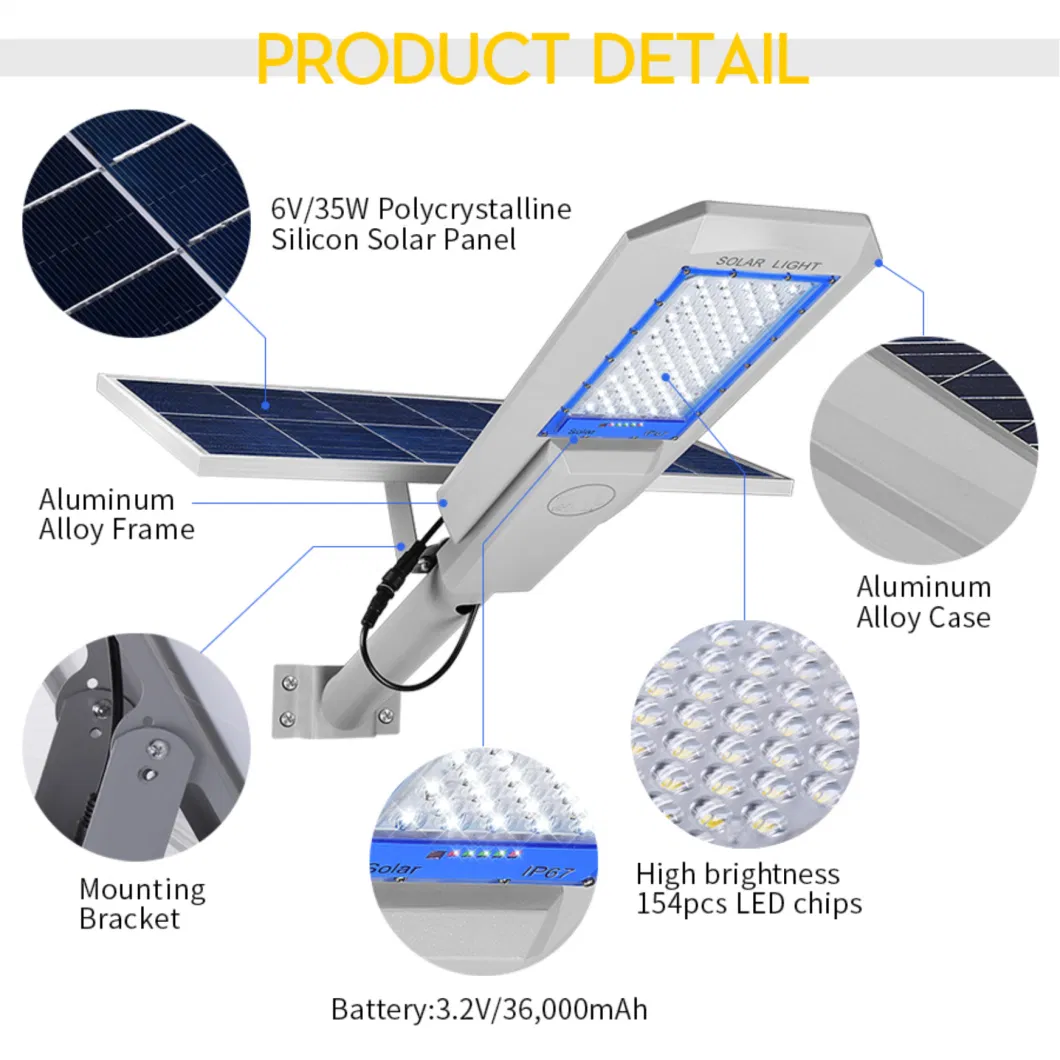 Energy Saving LED Street Roadway Light with Lithium Battery Waterproof Super Bright Outdoor Streetlight Solar Light