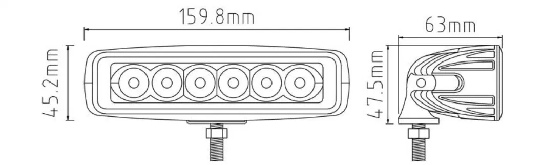 Slim Low Cost Oblong 6" 18W Flood/Spot LED Work Light for Boat Marine Ship Watercraft